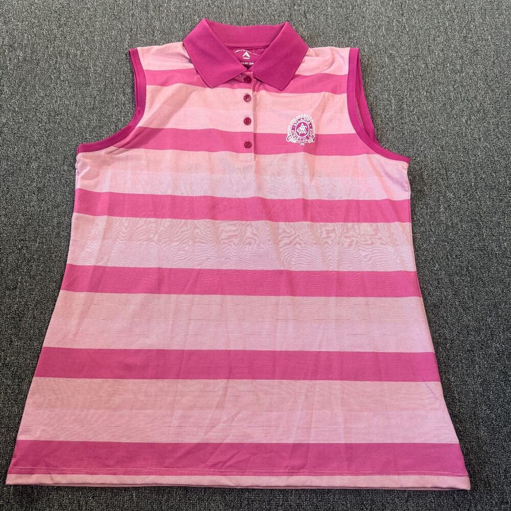 Vintage Y2k Antigua Golf Atlanta Country Club Pga Championship Pink Strip Tank L